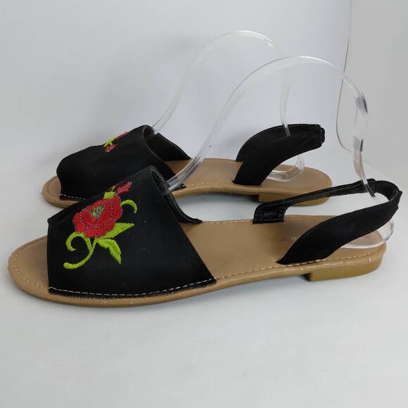 FOREVER sandals embroidered size 8 floral sling back - Picture 5 of 5
